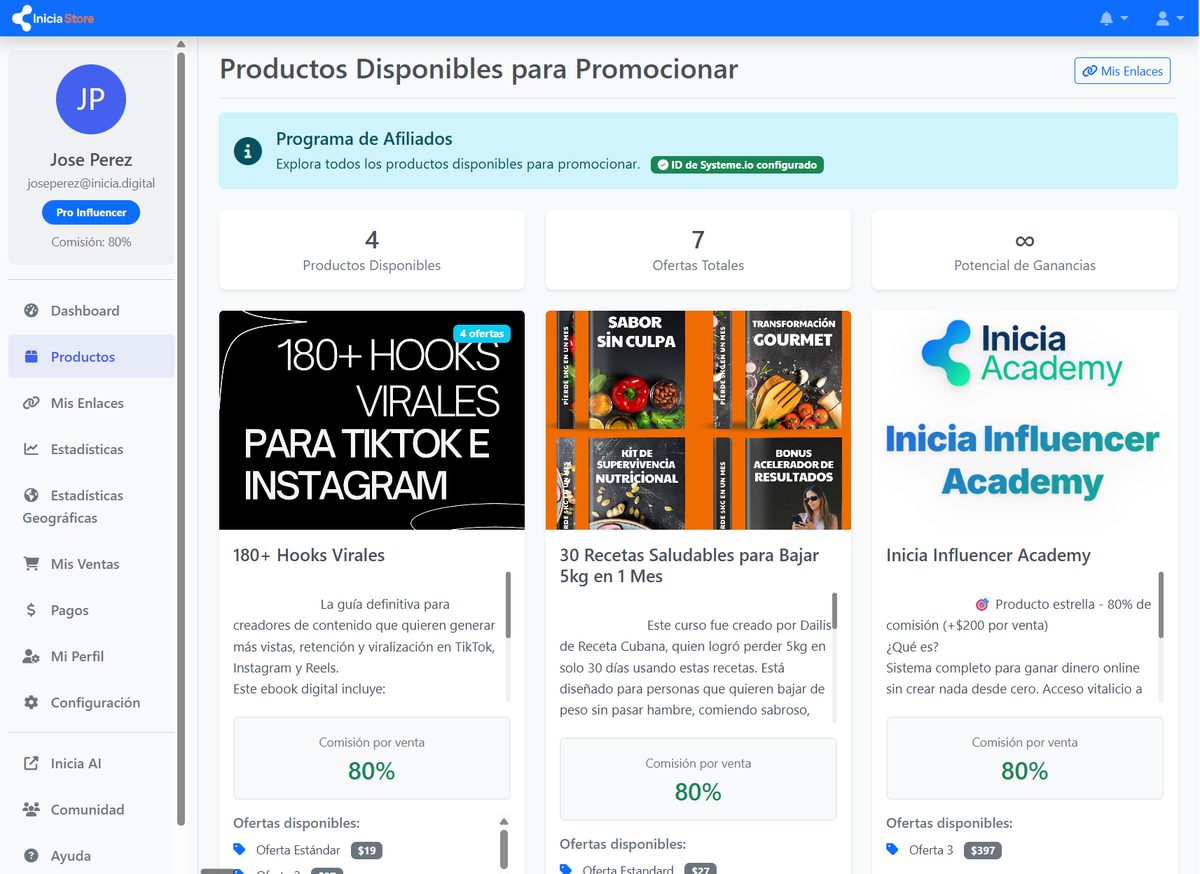 Inicia Store - Productos Disponibles para Promocionar